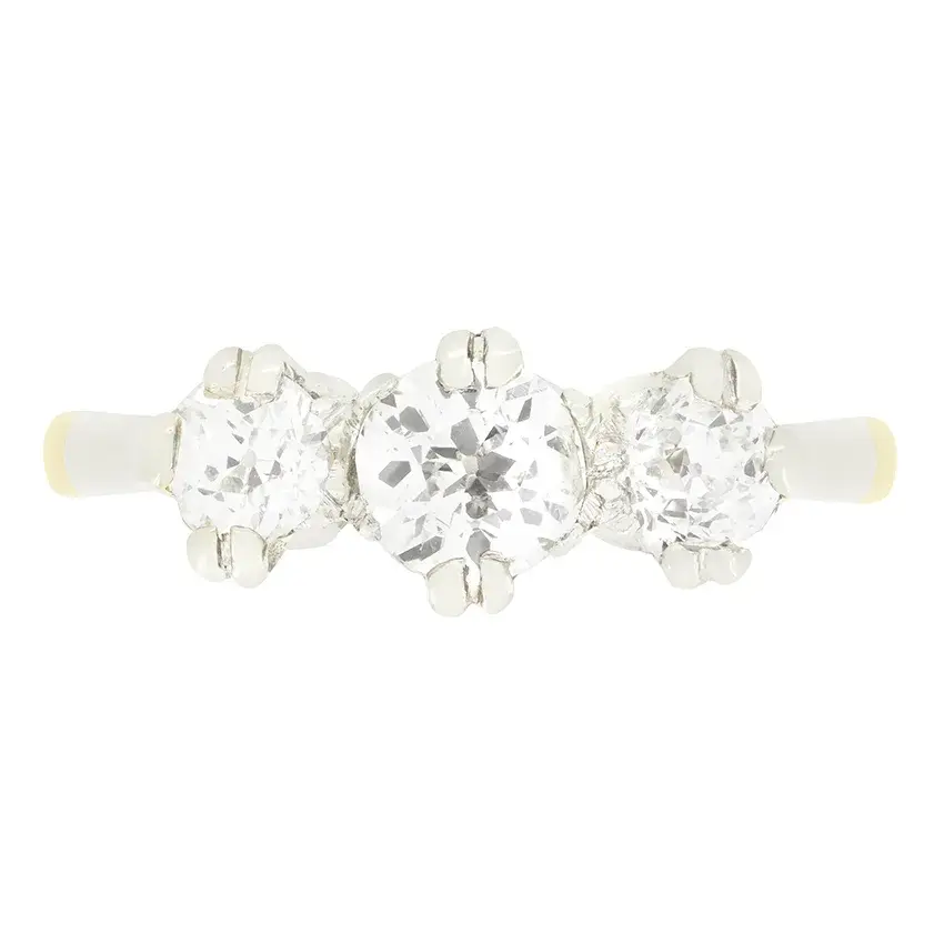 Edwardian 1.00ct Diamond Trilogy Ring, c.1910s