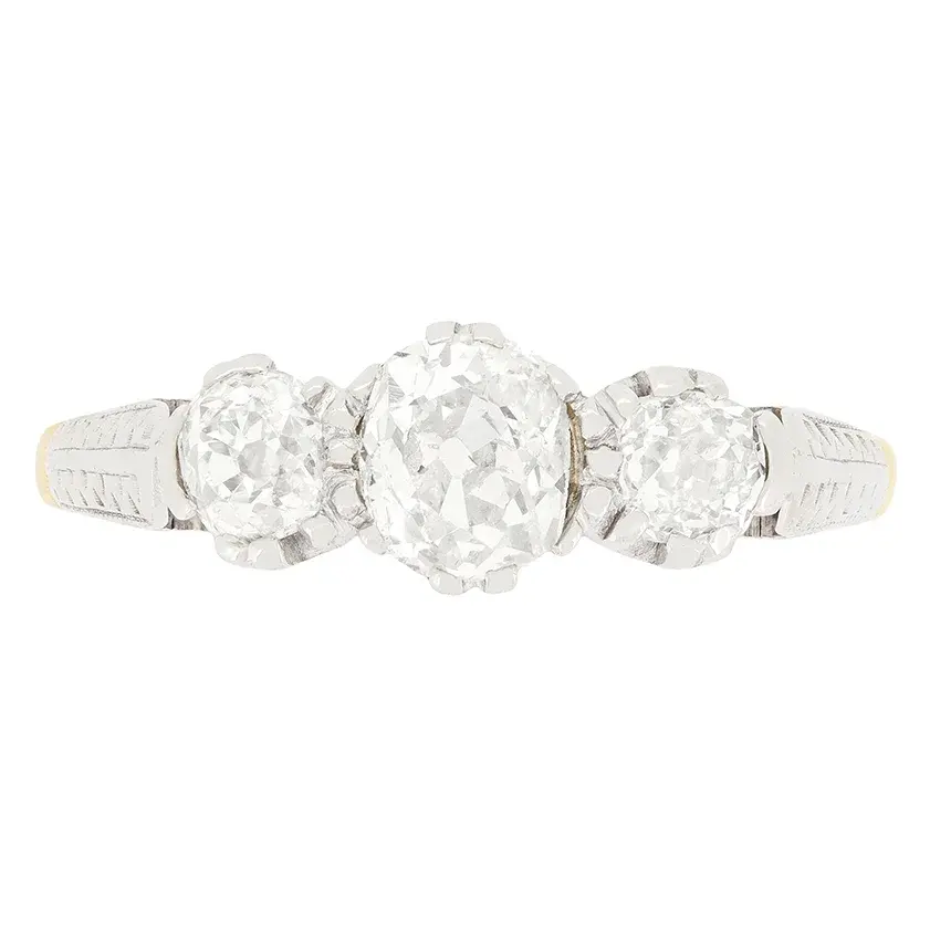 Edwardian 0.90ct Diamond Trilogy Ring, c.1910s