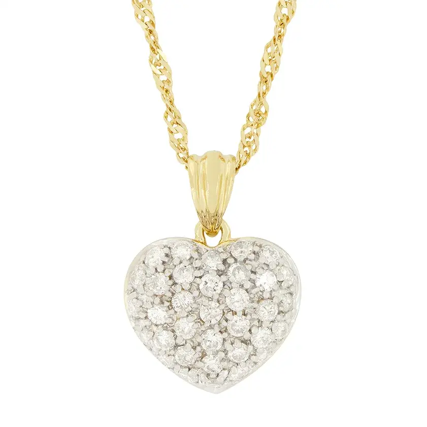 Vintage 1.70ct Diamond Heart Pendant, c.1980s