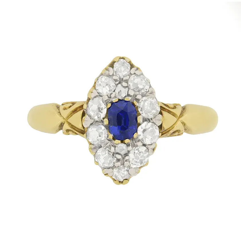 Victorian 0.30ct Sapphire and Diamond Ring, c.1900s
