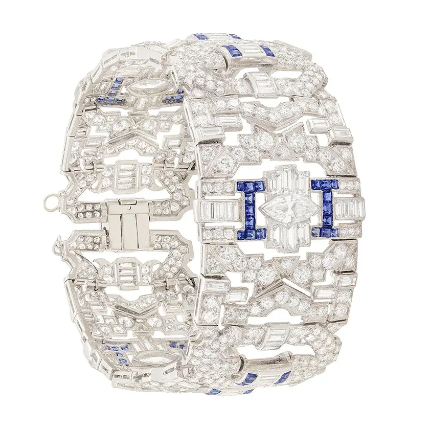 Art Deco 24.00ct Diamond and Sapphire Bracelet, c.1920s