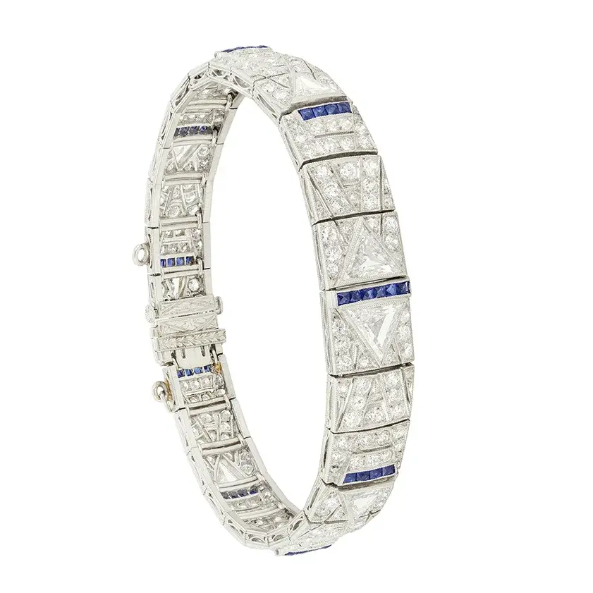 Art Deco 8.20ct Diamond and Sapphire Bracelet, c.1920s
