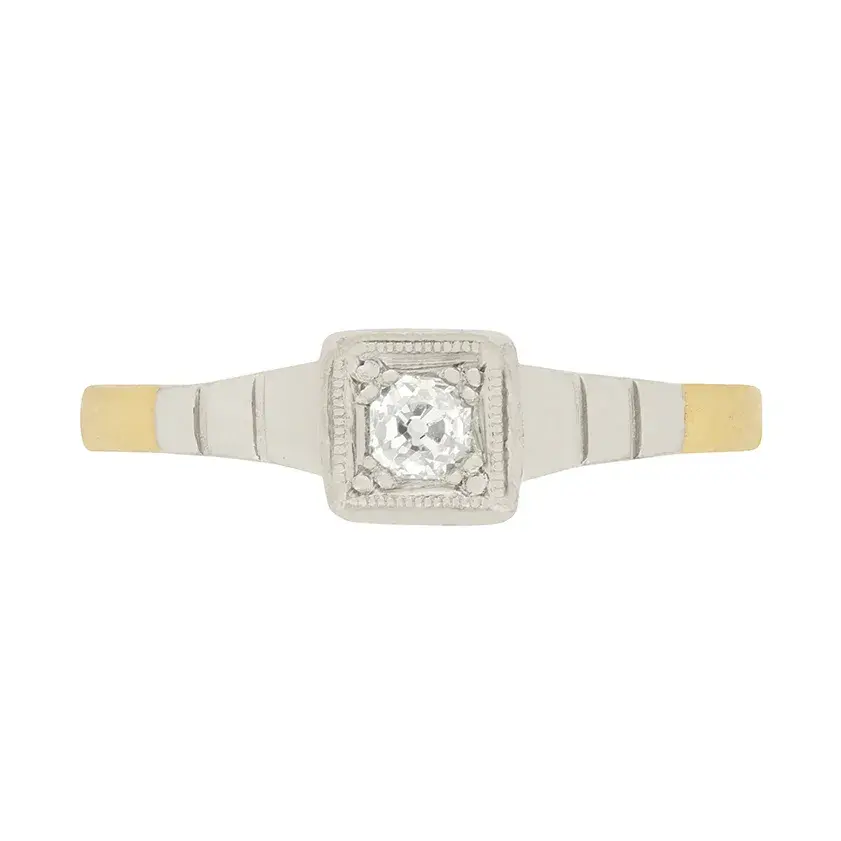 Edwardian 0.15ct Old Cut Diamond Solitaire Ring, c.1910s