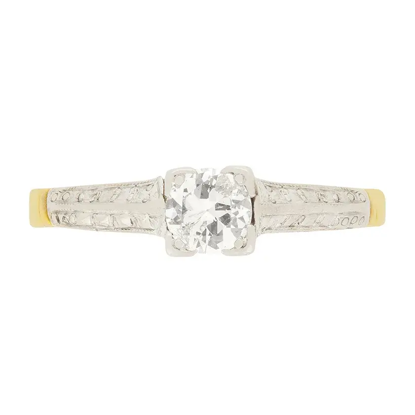 Late Deco 0.40ct Diamond Solitaire Engagement Ring c.1940s