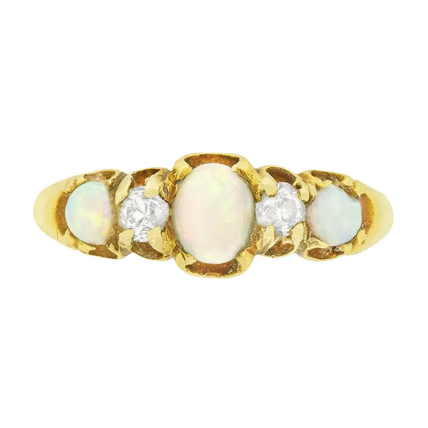 Victorian 0.40ct Opal and Diamond Ring, c.1900s
