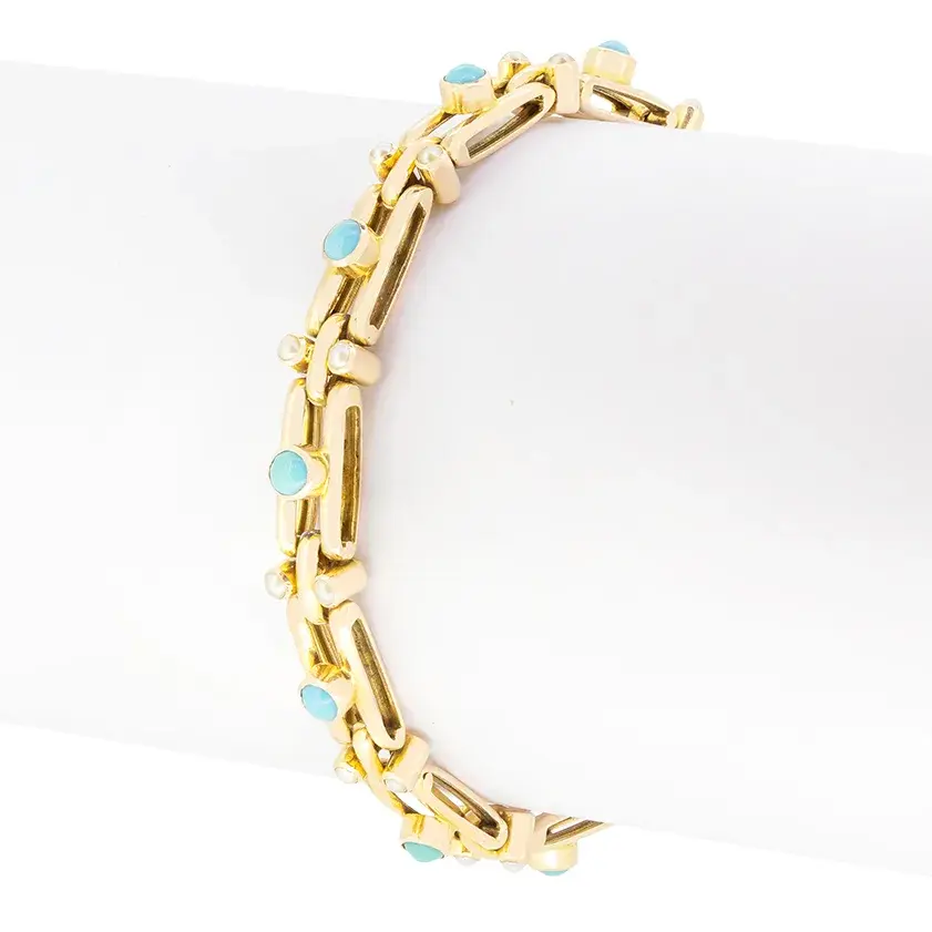 Victorian Turquoise and Pearl Bracelet, c.1880s