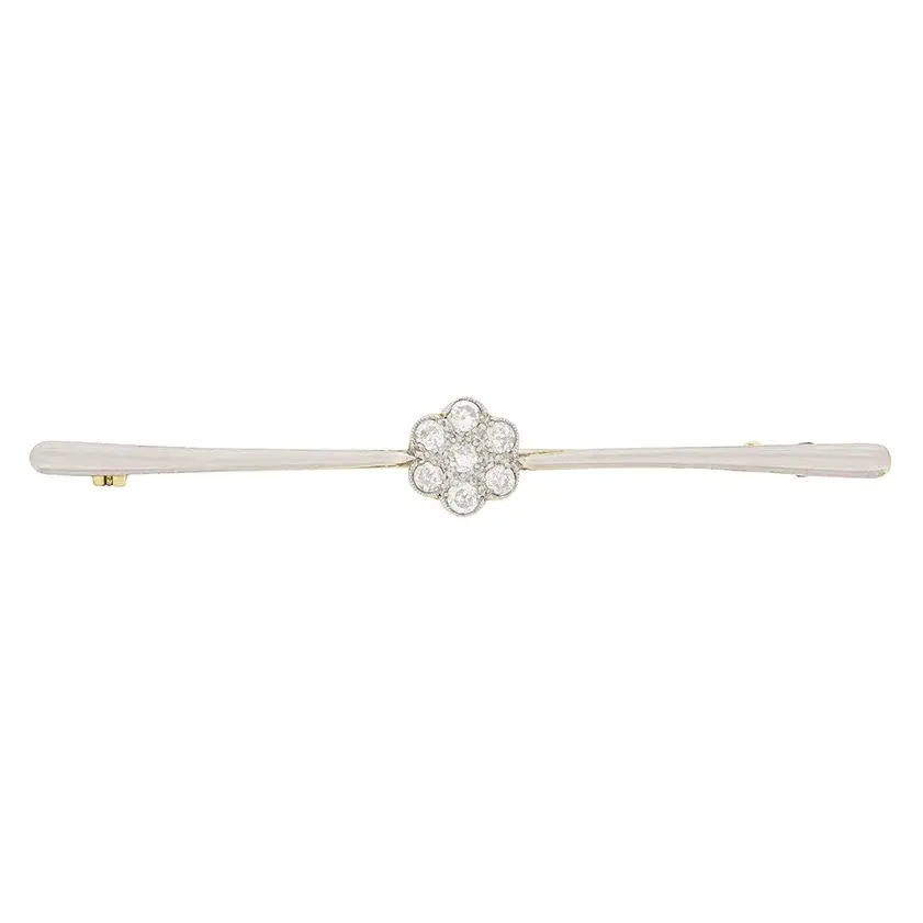 Edwardian Old Cut Diamond Daisy Brooch, c.1910s