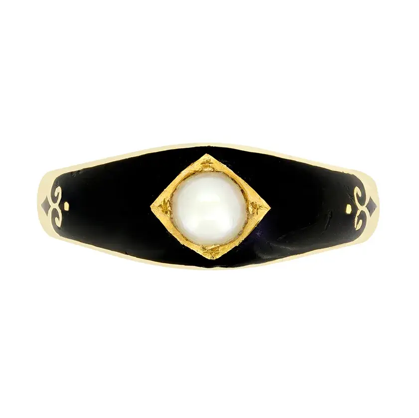 Victorian 18ct Gold Mourning Ring, c.1860s