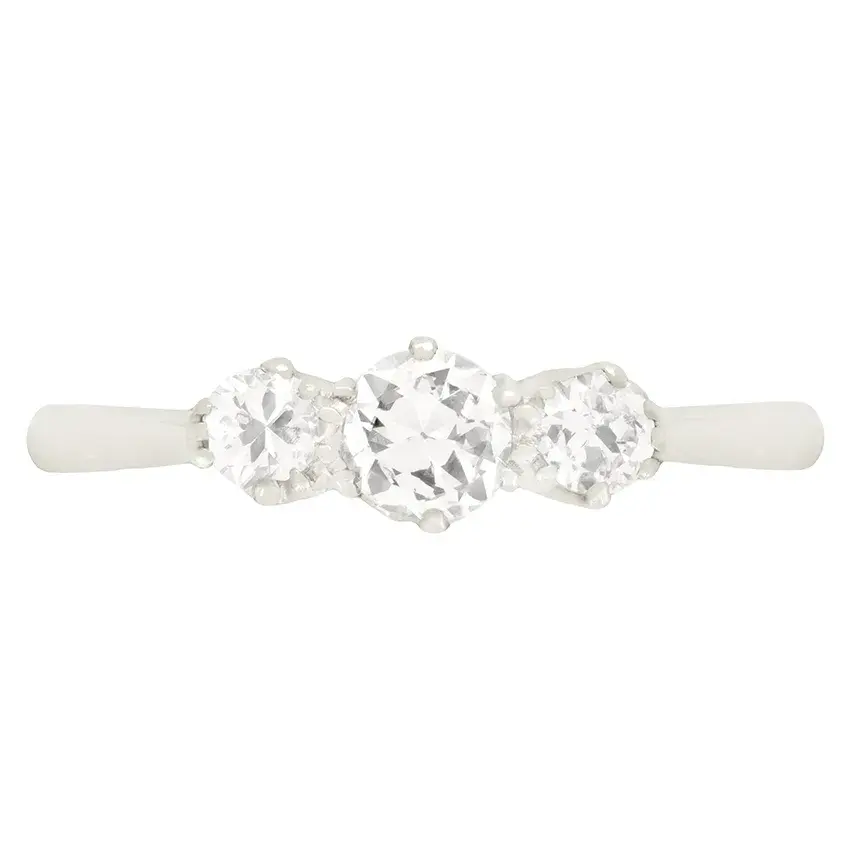 Art Deco 0.65ct Diamond Three Stone Ring, c.1920s
