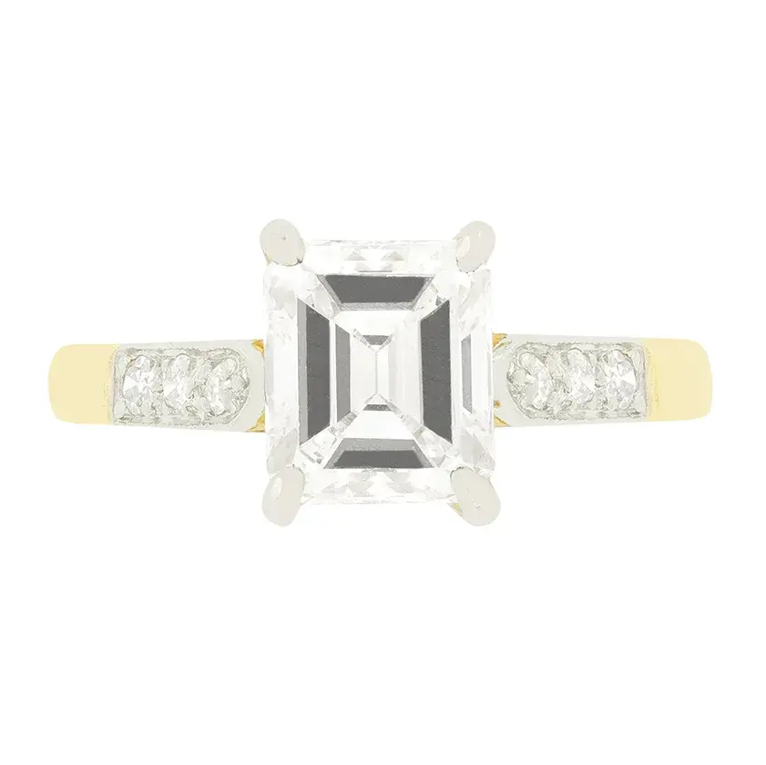 Art Deco 1.25ct Emerald Cut Diamond Solitaire Ring, c.1920s
