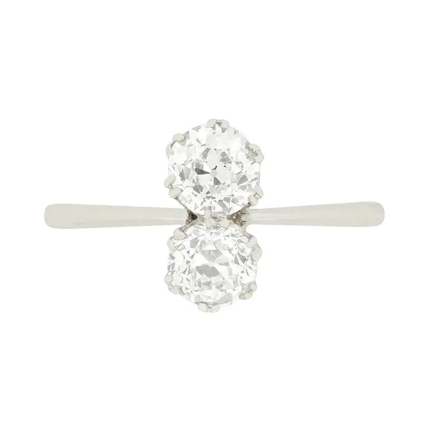 Art Deco 1.00ct Diamond Two Stone Ring, c.1920s