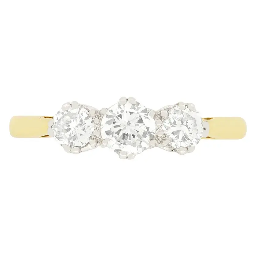 Vintage 0.70ct Diamond Three Stone Ring, c.1900s
