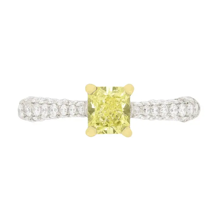 Modern GIA Certified Fancy Colour Yellow Diamond Solitaire Engagement Ring