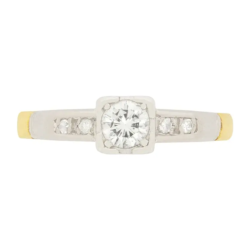 Late Deco 0.30ct Diamond Solitaire Engagement Ring, c.1940s