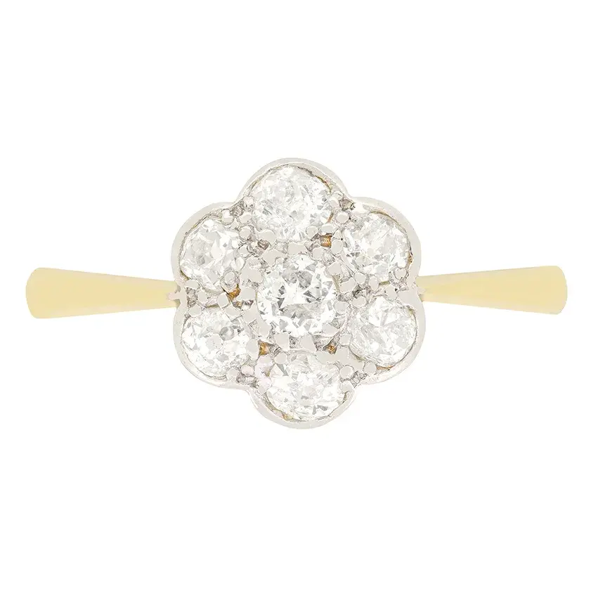 Edwardian 0.75ct Diamond Daisy Cluster Ring, c.1910s