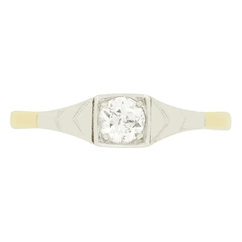 Edwardian 0.35ct Diamond Solitaire Ring, c.1910s
