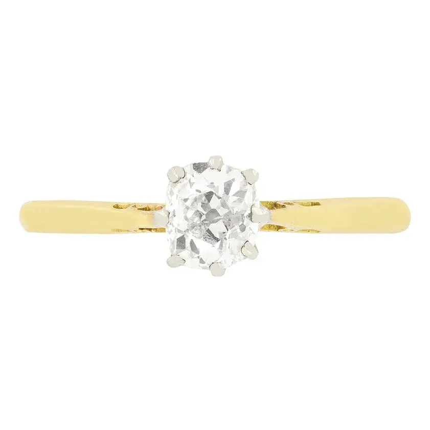 Edwardian 0.70ct Diamond Solitaire Ring, c.1910s