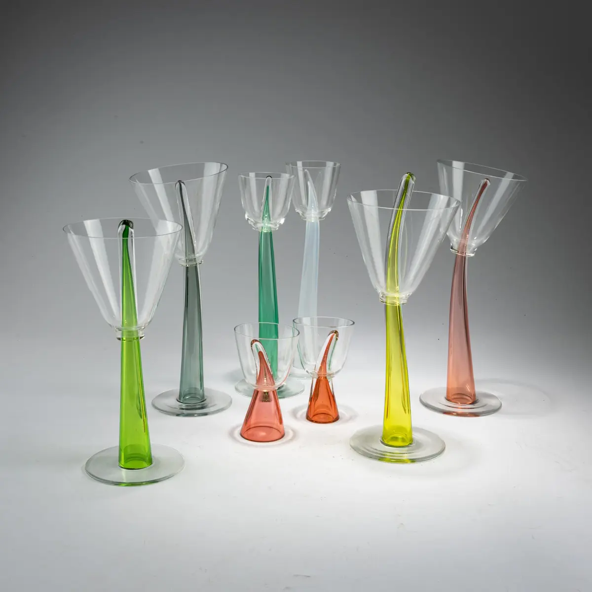 Bořek Šípek Acht Gläser 'Stybla', 1985 (Entwurf)