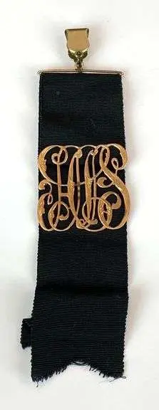 Antique Gold Filled Black Ribbon Pocket Watch FOB