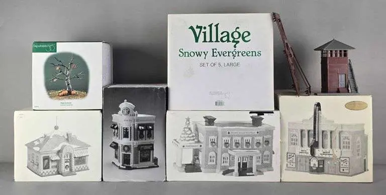 Group of Department 56 Village Buildings and Accessories