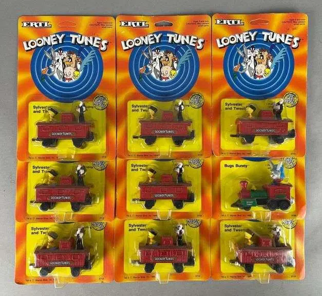 Group of Ertl Looney Tunes Die-Cast Character Train Cars