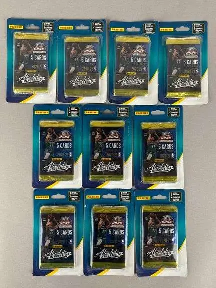 10 - 2020 - 21 Absolute Memorabilia Basketball Blister Packs with Bonus Cards