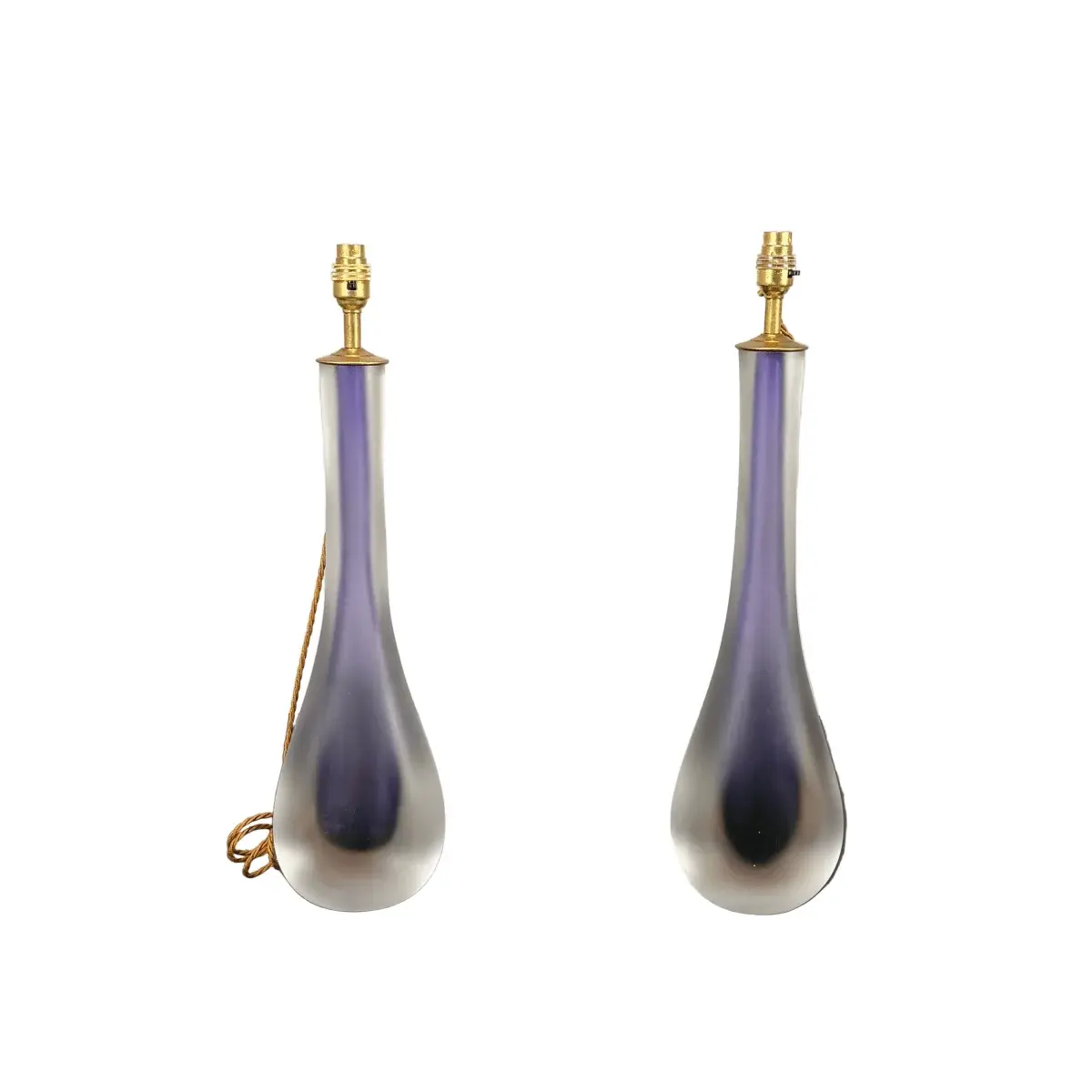 Murano Glass Tear Drop Form Table Lamps, Set of Two