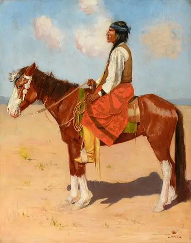 Gaspard de Latoix (1858 – 1918) – Apache on Horseback (ca. 1890)