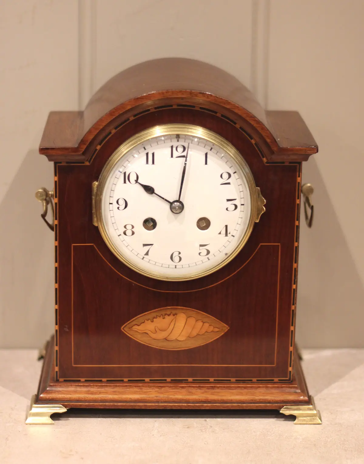 Edwardian Mahogany Break Arch Mantel Clock