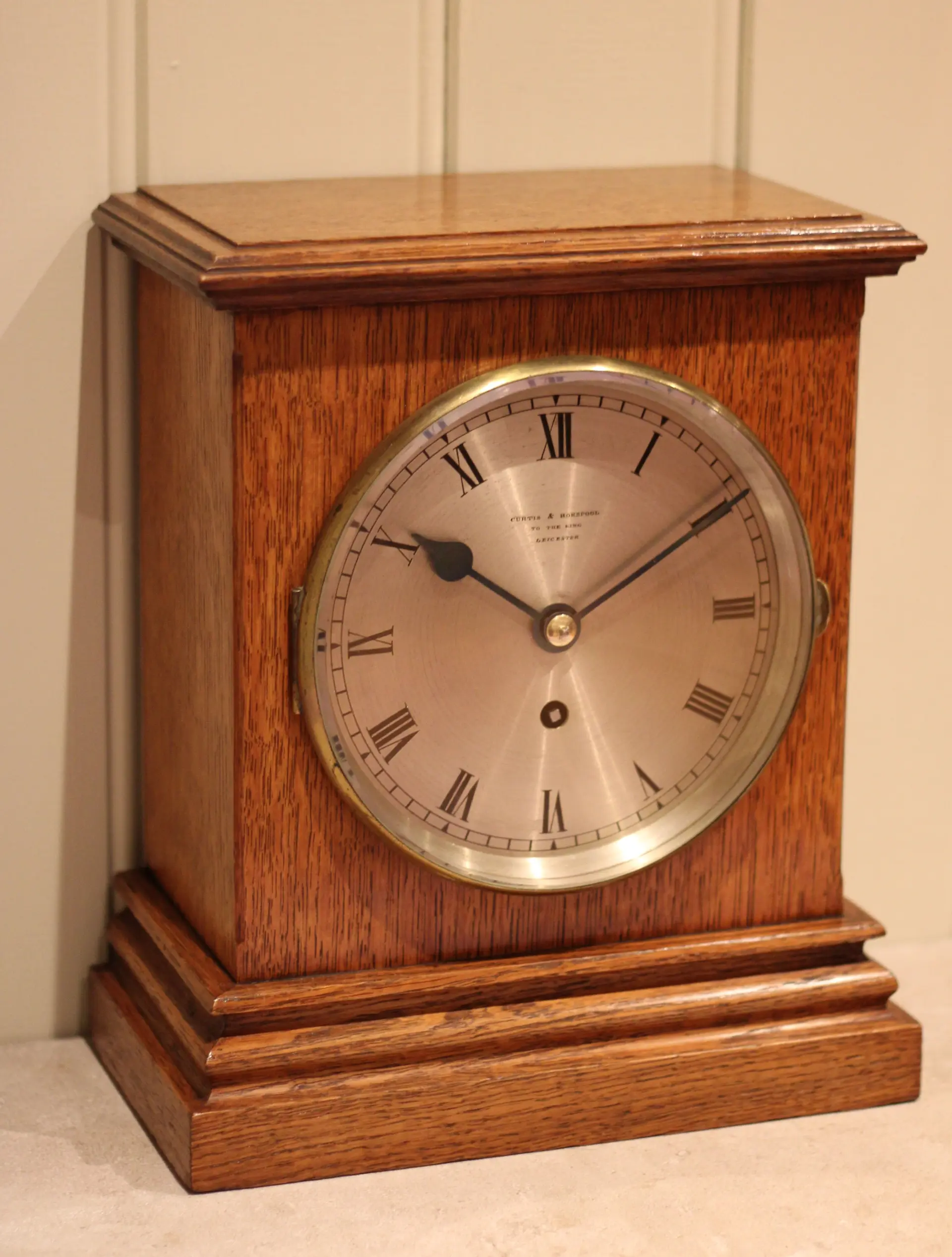Edwardian Solid Oak Boardroom Timepiece Fusee Mantel Clock
