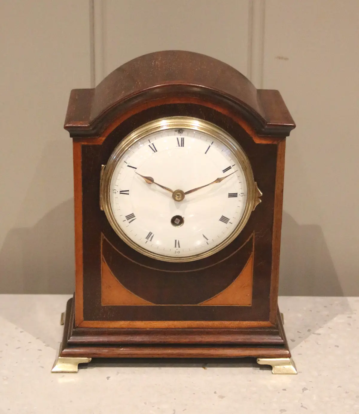 Mahogany & Satinwood Inlay Mantel Clock
