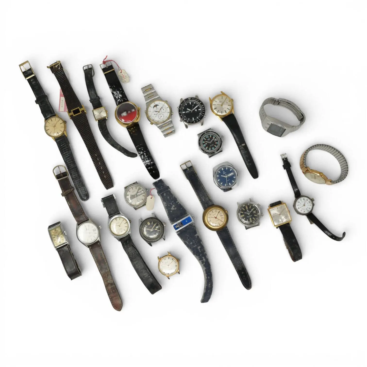 Lot of steel, metal, and plated watches with mechanical move - Lot 150