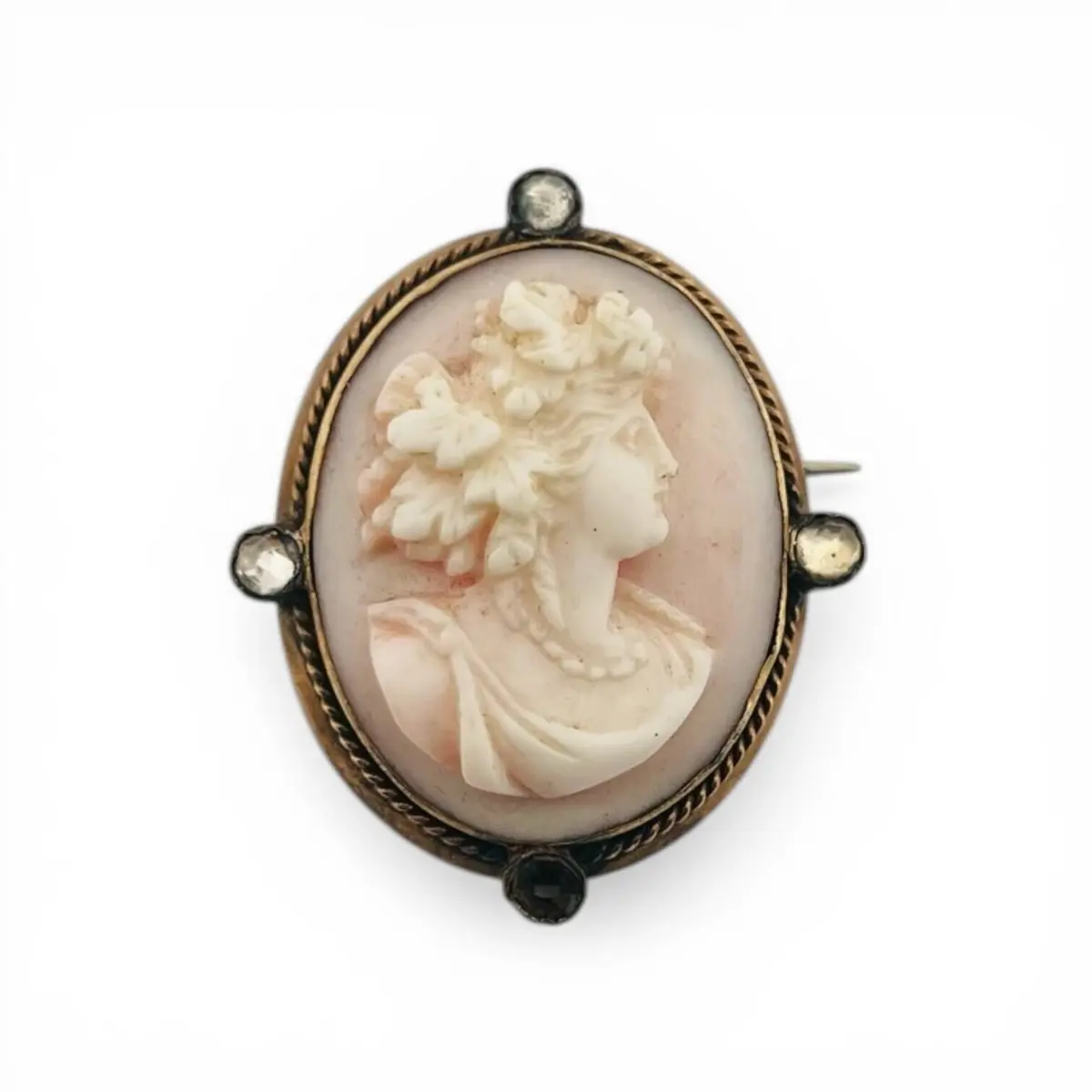 Silver (800) oval brooch holding a cameo in profile of a you - Lot 280