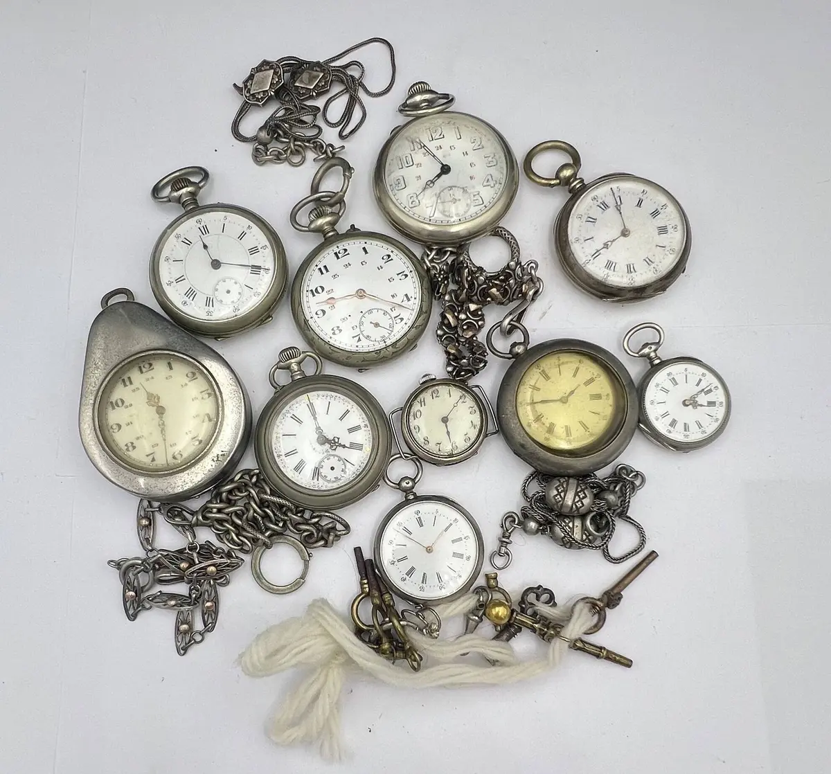 Set of 10 pocket watches and neck watches, including 5 made - Lot 15