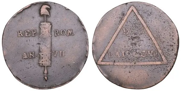 REPUBBLICA ROMANA - PERUGIA (o ROMA), 1798-1799. 2 Baiocchi VII (1799).