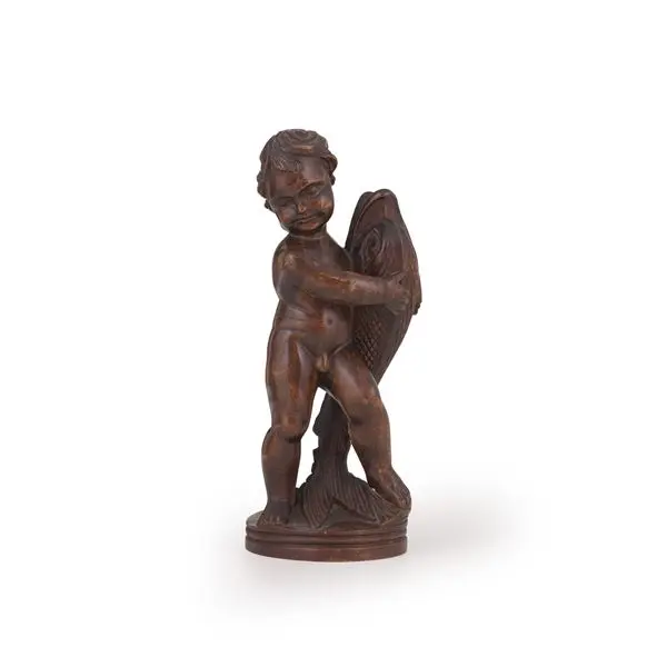 Putto con pesce. Manifattura del XIX-XX secolo