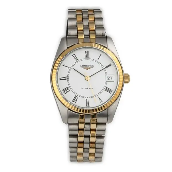 Orologio da polso ref. L7.632.3 in acciaio, quadrante bianco con numeri