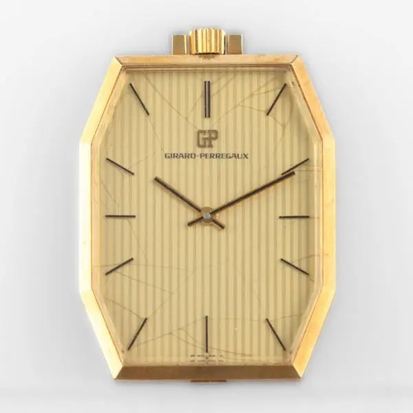 Orologio da tasca ottagonale in oro giallo 18k, quadrante champagne