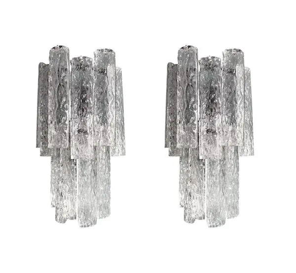 A pair of large 1960s Murano glass "Tronchi" wall sconces by Tony