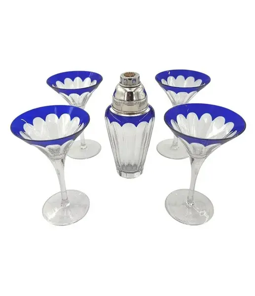 A Faberge crystal "Grand Duke" cocktail set with silver plated cocktail