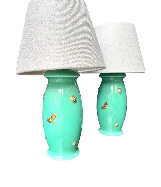 A lovely pair of 1930s Royal Staffordshire lamps by Clarice Cliff