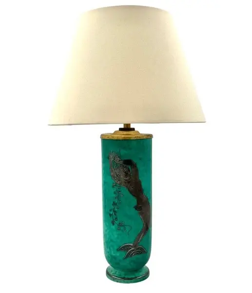 A lovely Art Deco 1930s stoneware lamp by Wilhelm Kåge, for Gustavsberg
