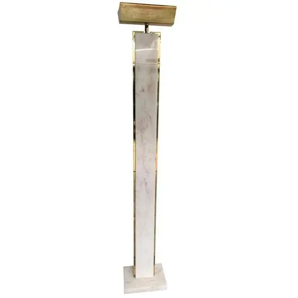 Solid Carrara Pink Marble and Brass Floor Lamp by Mauro Martini