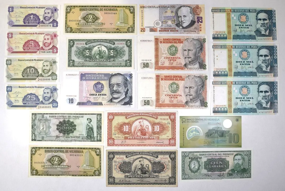 South American Assortment of Issued Banknotes, 1952 to 2012