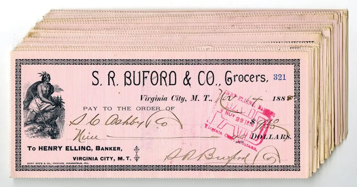 Montana Territory. S.R. Buford & Co., Grocers, 1888 to 1889, I/C Check