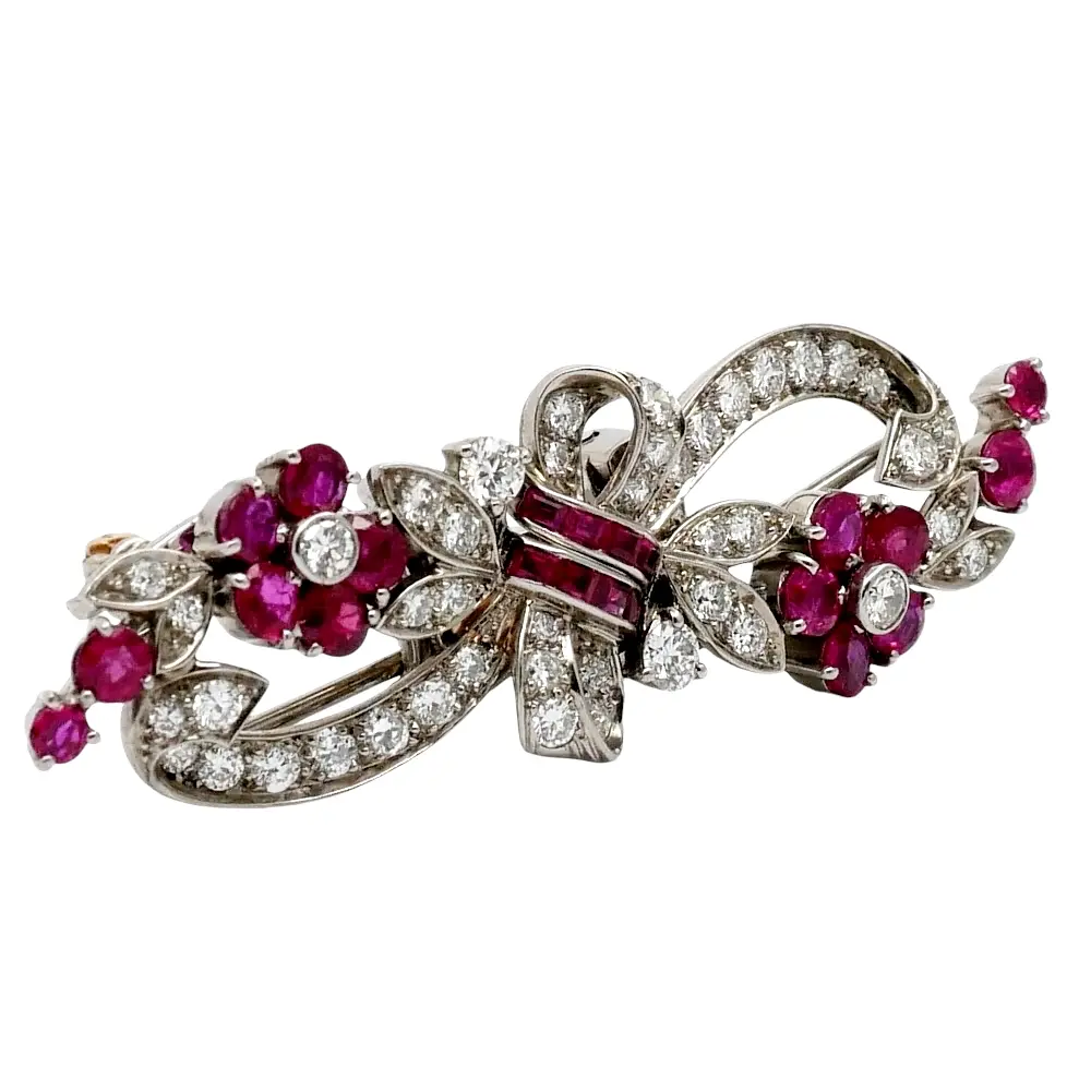 Tiffany & Co Diamond Ruby Double Clips