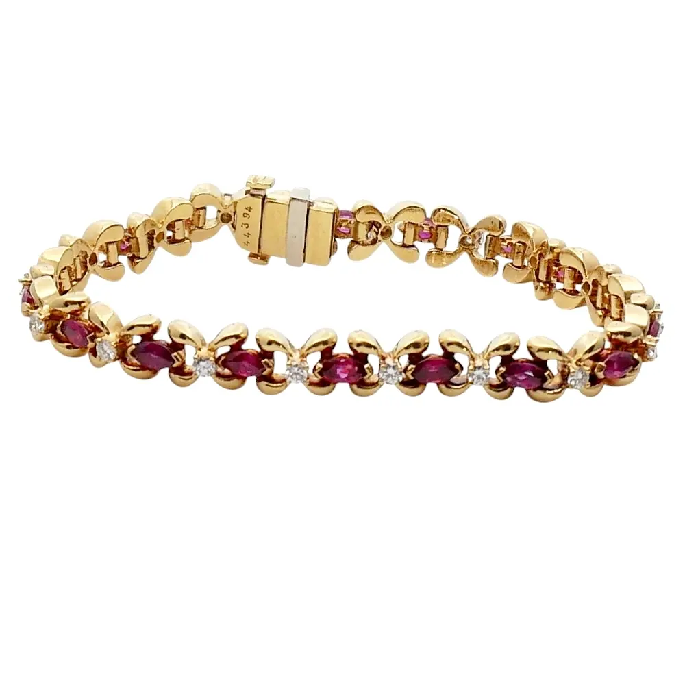 Vintage Ruby Diamond Gold Bracelet