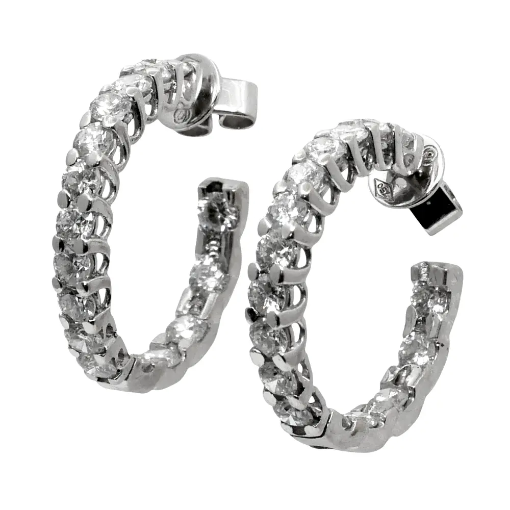 Vintage Diamond Gold Hoop Earrings
