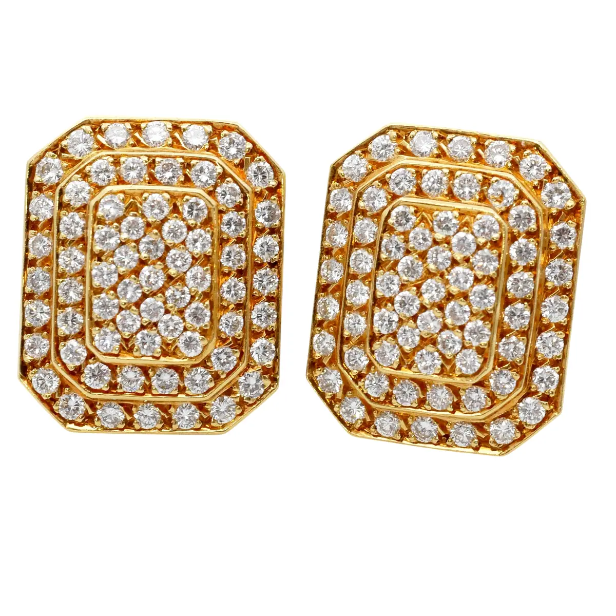 Vintage Pavé Set Diamond Gold Earrings