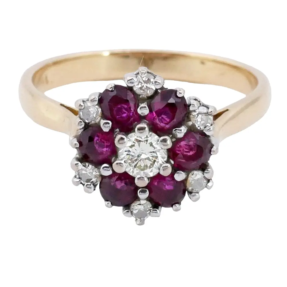 Vintage Ruby Diamond Engagement Ring
